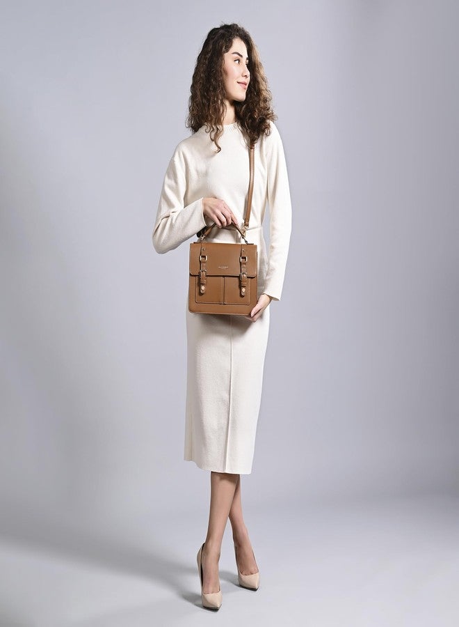 أكسيسورايز حقيبة يد روكي البنية من أكسسورايز لندن للنساء | حقائب يد بمقابض وحقائب كتف للنساء للاستخدام في المكتب | الجامعة | السفر - Image 2